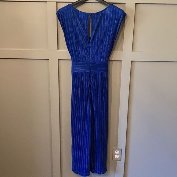 Anthropologie Maeve Sonata Jumpsuit Wide Leg Cropped Pleated Blue Size 4 NWT - Picture 12 of 16